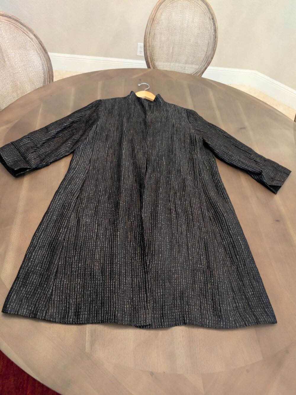 Eileen Fisher Silk Duster L | Black | Like New | Quiet Luxury